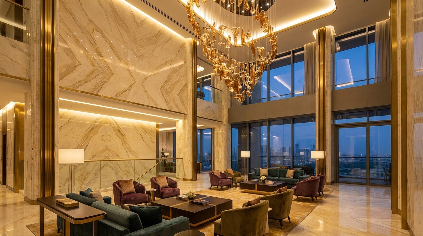 Luxury residential lobby in Dubai